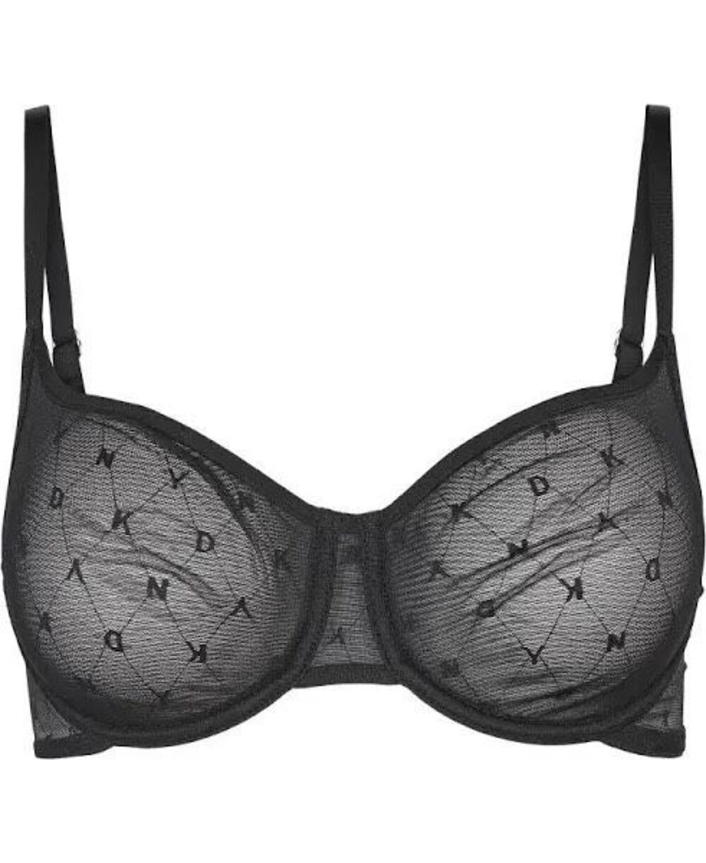 DKNY Monogram Mesh Unlined Demi Bra Black 34A